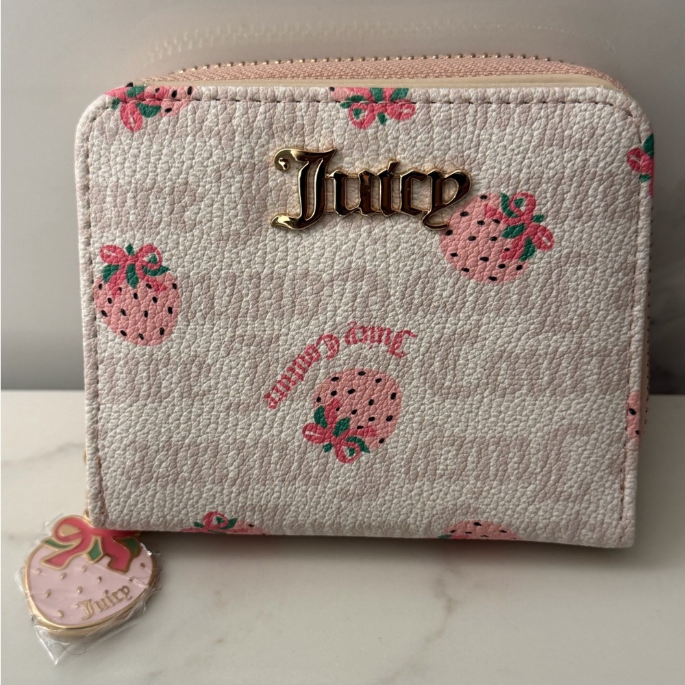 Juicy Couture Pink Strawberry Print Zip Wallet